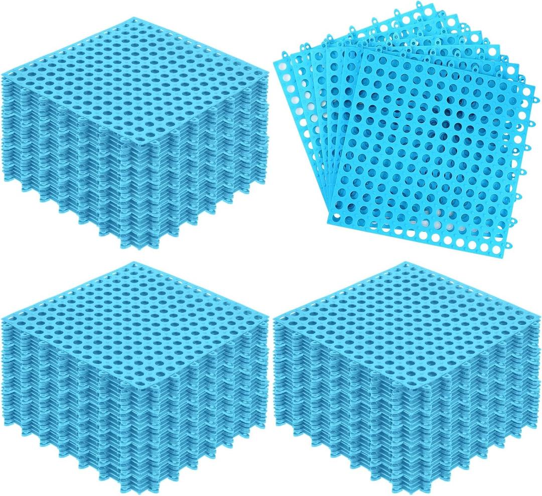 50 Pcs Modular Interlocking Floor Mats Drainage Tiles Pool Floor Mat 11.8'' x 11.8'', Non Slip TPE Soft for Outdoor Shower Greenhouse Bathroom Pool(Sky Blue)