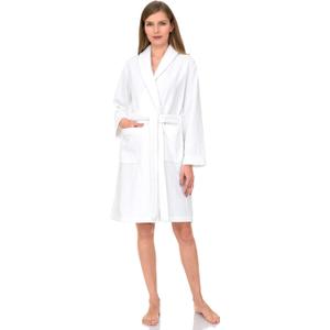 TowelSelections Women’s Robe, 100% Cotton Short Terry Shawl Bathrobe (White, M)