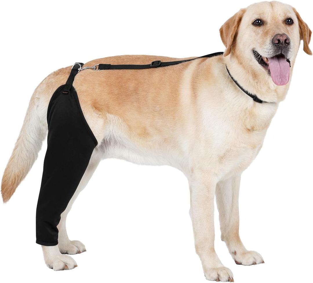 BARKLESS Single Dog Rear Leg Sleeve to Stop Licking, Breathable Male Female Dog Recovery Suit for Post Surgery, Comfortable Back Leg Sleeve for Wound Healing, Protective Cone Collar Alternative, L