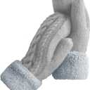 Whiteleopard Women's Winter Gloves Warm Lining - Cozy Wool Knit Thick Gloves Mittens (Gray)
