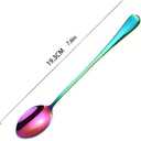 Hoshen 7.6 Inch Stainless Steel Ice Spoon, Mixing Spoon, Long-Handled Dessert Coffee Spoon, Ice Cream Spoon, Cocktail Mixing SpoonPack of 8Colorful