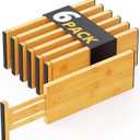 SpaceAid Bamboo Dresser Drawer Dividers 6 Pack, 4.65 High Adjustable 12.5-17 Drawer Organizers, Expandable Organization for Clothing, Clothes, Dressers, Natural