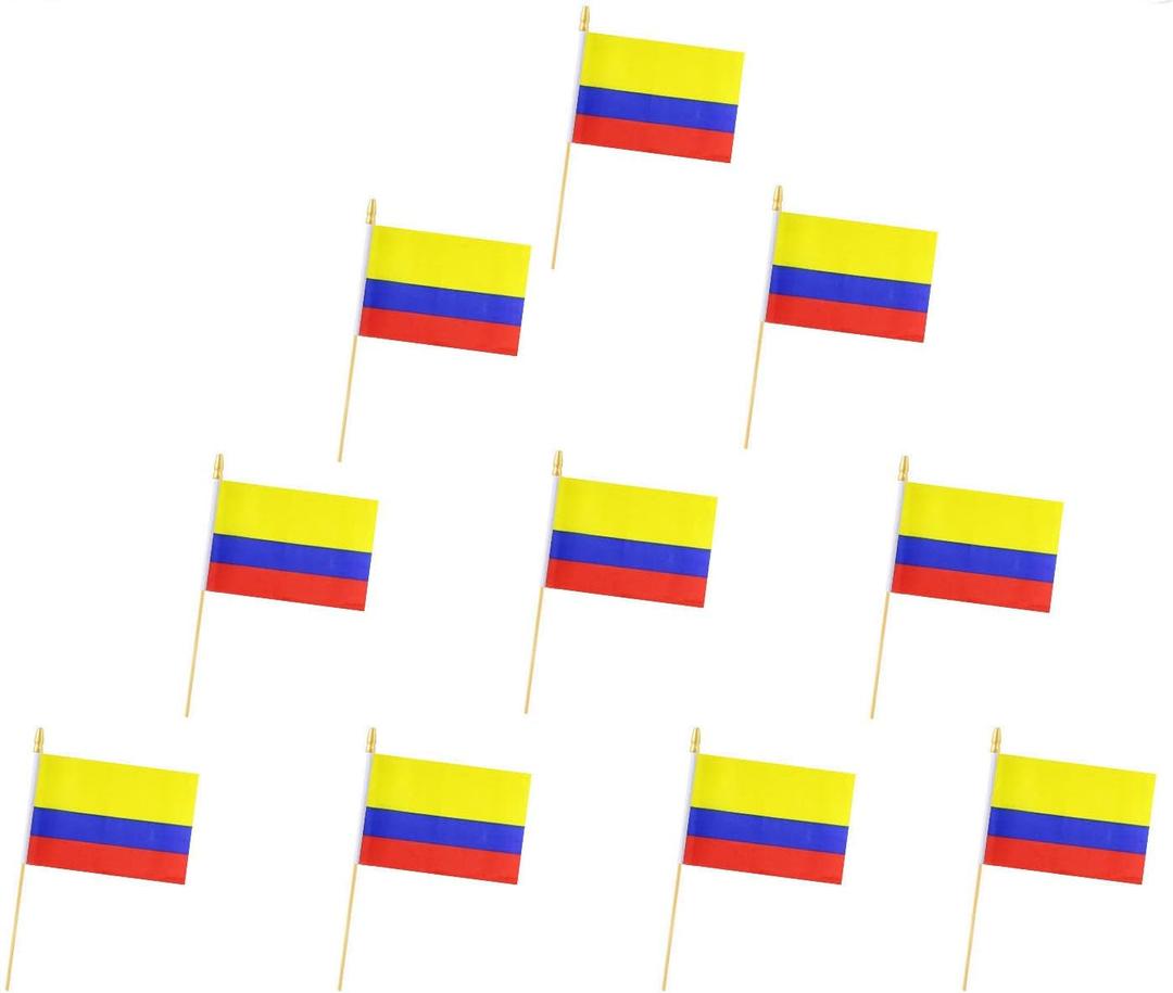 10 Pack Colombia Flags -CO Handheld Flag- 5x8 in,Colombians Mini Flag. Suitable For Party Decorations, Store Displays, Bar Decorations And National Day Parades.