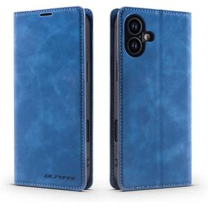 QLTYPRI Case for iPhone 16, Premium PU Leather Cover TPU Bumper with Card Holder Kickstand Hidden Magnetic Adsorption Shockproof Flip Wallet Case for iPhone 16 - Blue
