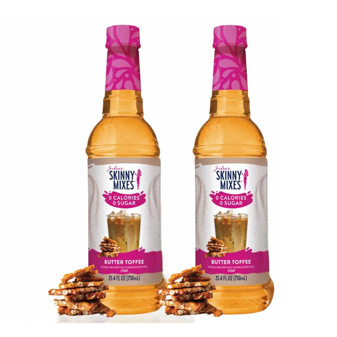 Jordans Skinny Traditional Sugar Free Syrups 750 ml 2 Bottles (Butter Toffee (English Toffee)), BB 6/24/26