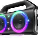 Speakers, 80w (Peak) Portable Wireless Speaker with Lights, Stereo Loud Sound, IP67 Waterproof, Deep Bass Outdoor Speakers Bluetooth 5.0 Dual Pairing for Home Party Beach Camping, Gifts