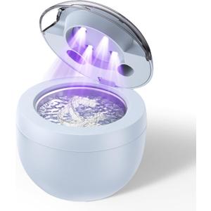 Ultrasonic Retainer Cleaner, Retainer Cleaner Machine for Dentures, Mouth Guards, Braces, Toothbrush Heads, Jewelry with 200ML Capacity, 45kHz Retainer Cleaning, 4 Modes for Appliances, Blue