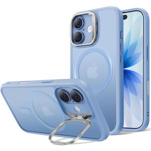 ESR for iPhone 17 Case with Stash Stand, Compatible with MagSafe, Military-Grade Drop Protection Magnetic Phone Case, Scratch-Resistant Back Cover,Frosted Light Blue