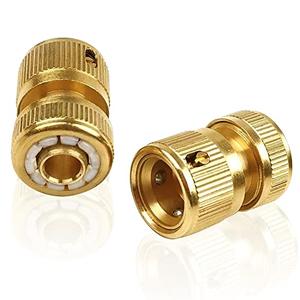 Joywayus 1/2" ID Hose Solid Brass Fitting Closed Flow Garden Tools Quick Repair Leaky Adapter Garden Water Irrigation Quick Connector (Pack of 2)
