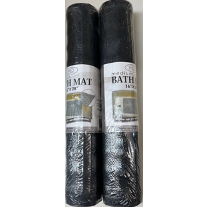 Set of 2 Rubber Bathtub Mats, Non Slip, 16 inch x 28 inch Tub Mats (Black)