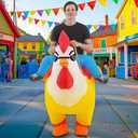 KOOY Inflatable Costume Adult, Riding Chicken Costume for Men/Women, Blow up Ride on Rooster, Funny Halloween Costumes Adult Christmas Holiday Party Suit (Yellow)