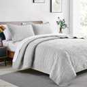 Love's cabin Twin Quilt Bedding Set Light Grey Bedspreads - Soft Bed Summer Lightweight Bedspread Comforter - Coin Pattern Bedding Coverlet for All Season - 2 Pieces (1 Quilt, 1 Pillow Sham)