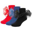 Zando Black Ruffle Socks for Girls - Big Double Lace Frilly Turn Cuff Dress Socks for Girls 6-8 Years Old Toddler Stocking for Halloween Christma Birthday Party, Red/Black/Blue 5-7 Years