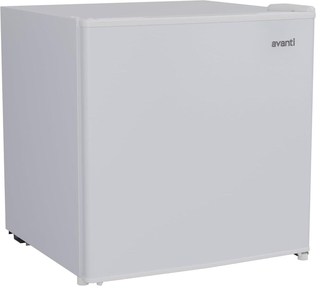 Avanti 1.6 Cu. Ft. Compact Mini Fridge with Chiller Compartment, Reversible Door, Removable Shelf, and ENERGY STAR Efficiency, 1.6 cu.ft., White