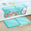 Baby Bath Kneeler and Elbow Rest Pad Set,Bath Kneeling Pad Thick Soft Quick Dry Bathtub Mat for Bathing Time,Baby Essentials Memory Foam with Toys Organizer Gifts for Parents,Green