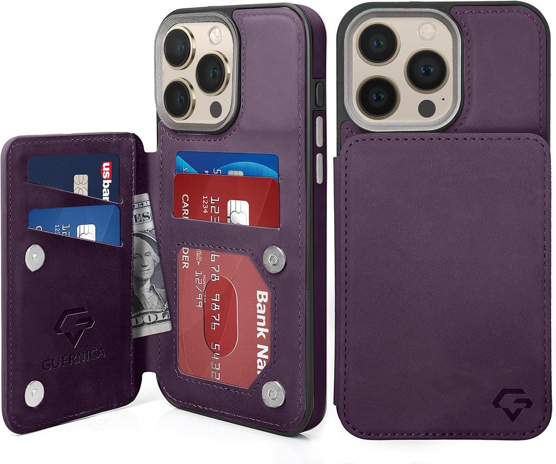 GUERNICA for iPhone 16 Pro Max Wallet Case with RFID Blocking Card Holder for Women Men, Kickstand Shockproof Phone Case for iPhone 16 Pro Max(6.9"),Dark Purple
