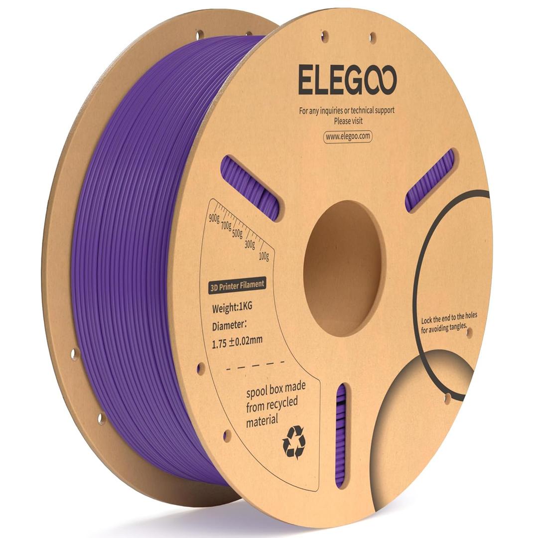 ELEGOO PLA Plus Filament 1.75mm Purple 1KG, PLA+ Tougher and Stronger 3D Printer Filament Dimensional Accuracy +/- 0.02mm, 1kg Spool(2.2lbs) Fits for Most FDM 3D Printers
