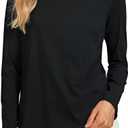 CRZ YOGA Pima Cotton Crewneck Long Sleeve Shirts for Women - Workout Athletic Yoga Casual Tops Soft Plain T-Shirt (Small, Black)