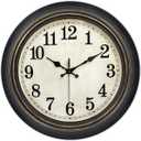 45MinST 14 Inches Retro Wall Clock, Silent Non Ticking Battery Operated Movement, Home/Wall Decor, Easy to Read, Decorate Bedroom/Living Room/Office with Arabic/Roman(Arabic) (14'' Black Gold)