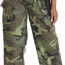 Baggy Jeans for Woman, Hunting Pants for Women, Camo Jeans, Camo Sweatpants (Green, XL)
