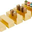 Acrylic Food Display Risers, Gold Risers Boxes 5Pcs Rectangular Display Stand Shelf Buffet Risers for Catering Dessert Buffet Table, Parties, Weddings, Collectibles Shoes Display(5pc)