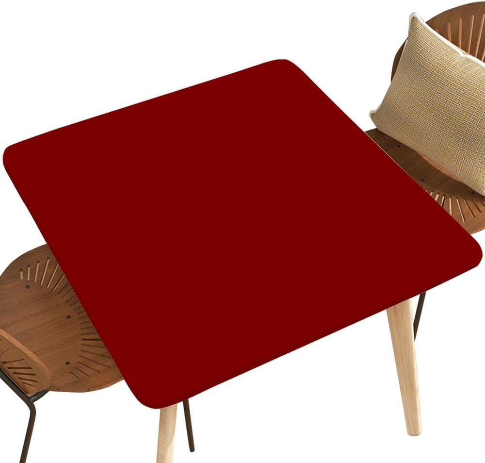 Waterproof Table Cloths for Square Table 60"x60", Wipeable Tablecloth Elastic for Indoor Outdoor Garden Picnic Party (Maroon)