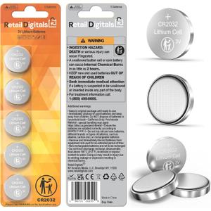CR2032 3V Premium Lithium Battery | 5-Pack | Child-Proof Package  240 mAh | AirTag Compatible CR2032 3V Coin Batteries