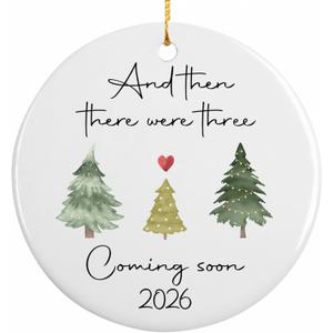 Expecting Baby Christmas Ornament 2026 Gifts for Expecting Parents, Parents to Be Unique Gifts 2026, Pregnancy Announcement for Husband Friend Family, Gender Reveal Ideas for New Dad Mom to Be Gift (And Then There Were Three Coming Soon 2026)