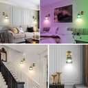 Battery Operated Wall Sconce,Vintage Battery Wall Light With Remote Dimmable Wireless Wall Sconces With Glass Lampshade Rechargeable, Led Wall Lamp Fixtures For Bedroom, Living Room (Stripe Green)