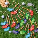 VioraWhite 24 Set Golf Party Favor Bulk Golf Birthday Party Decoration Set Includes Gumball Candy Tubes with Mini Hats and Stickers Clear Plastic Tubes Sport Goodie Bag Gift(Red,Green,Blue)