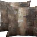 Britimes Throw Pillow Covers Modern Home Art Decor, 18 x 18 Inches Set of 2 Abstract Oil Painting Pillowcases for Bedroom, Living Room, Cushion Couch Sofa, Brown Grey Beige