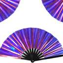 Boots on The Ground Fan,2025 New Large Holographic Folding Hands F an Line Dance Popping Fans, Boots on The Ground Hand Fan, Folding Hand Classic Style Fans Bamboo Ribs Hands Held Chinese (2 Pack)