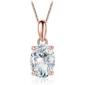 JewelryPalace Oval Cut 1ct 2ct Moissanite Solitaire Pendant Necklace for Women, Simulated Diamond 925 Sterling Silver 14k White Gold Plated Necklaces for Her VVS D-F, 18 Inch Box chain