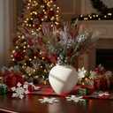Shinymoon 72 Pcs Red Green Silver Christmas Tree Picks and Sprays Decorations 17'' 12'' 8.6'' Artificial Glitter Christmas Flower Berry Branches Stems for Xmas Tree Wreath Vase Filler Holiday Decor
