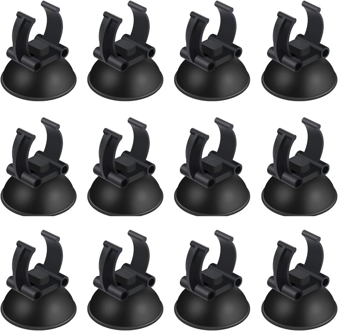 AQUANEAT 12 Pack Aquarium Suction Cups with Clip Black,for 1" Standard Aquarium Heater, Tubing Hose, Plant Fish Tank