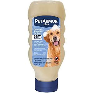 Pack Of 2 PetArmor Plus Flea and Tick Shampoo for Dogs, Oatmeal Flea Shampoo Kills Fleas, Ticks, and More, Tropical Breeze Scent, 18oz