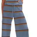 Womens Summer Two Piece Outfits Knit Sets Sleeveless Tank Top and Wide Leg Pants Matching Lounge Set