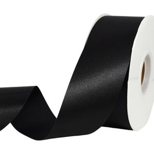 Black Ribbon 1-1/2 Inch x 50 Yards Satin Ribbon Single Face Ribbon for Crafts, Gift Wrapping, Floral Bouquet, Weddings, and Decorations, with Spool