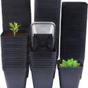 Square Nursery Pots 3" 120Pcs Deep Succulent Plastic Pots Small Flower Planter Seeds Starter Germination Pots with Drainage (Black,2.7Inches,120Pcs)