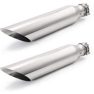 A-KARCK 2 PCS Exhaust Tip 2.5 Inch Inlet, Universal 2.5'' Inlet 4" Outlet 18" Long Stainless Steel Bolt On Exhaust Tailpipe Polished Muffler Tip