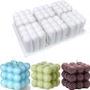 Konrisa Cube Candle Molds, 6 Cavity 3D Bubble Silicone Molds for Candle Making, Cake Mold for Baking Chocolate Dessert Mousse Cake Ice Cream and Making Soap Wax