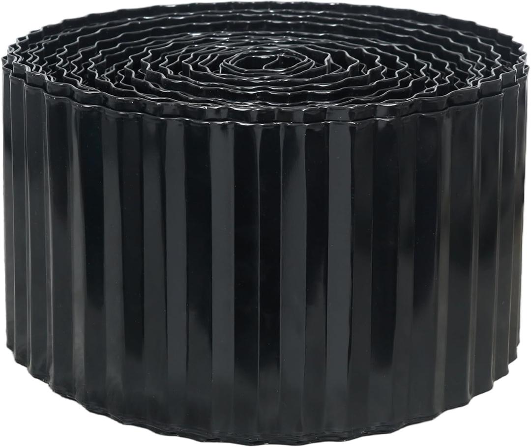 Quibbay Corrugated Metal Garden Edging, 6"100Ft Landscape Edging Border for DIY Lawn, Flower Bed and Garden, Flexible Bender Border for Lawn and Yard, Sturdy Galvanized Garden Edging Border, Black