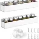 PMMASTO Adhesive Acrylic Spice Rack Organizer for Wall with Nano Double Sided Tape, Spice Shelf Organization for Kitchen Cabinet Door/Pantry Door, Wall Mount Seasoning Rack (White-2 Pack)