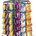 Chip Rack Display Stand, 5 Tiers 60 Clips Snack Retail Display Rack, 360 Rotation Snack Bar Station for Concession Stand, Snack Organizer, Candy Display, Chip Holder for Party, Countertop (without basket)
