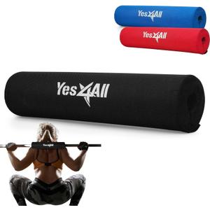 Yes4All Ergonomic Foam Bar Pad, Olympic Barbell Squat & Neck Pad for Squats, Hip Thrusts & Weight Lifting Bar (Black)