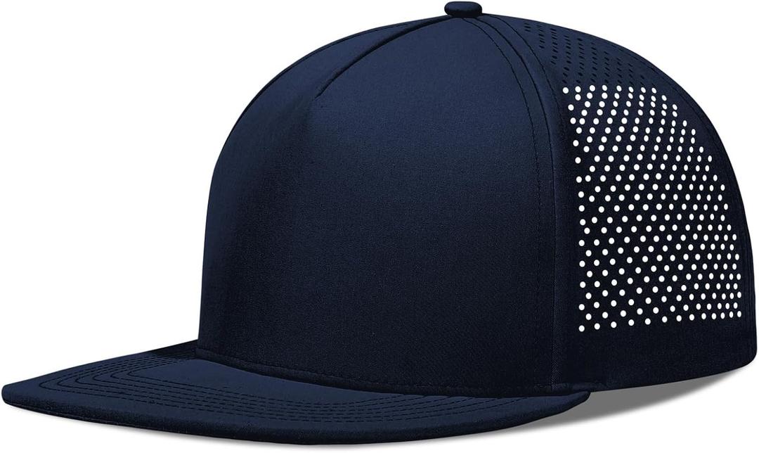 M/L/XL/XXL Oversize Flat Bill Baseball Cap for Men Women Quick Dry Snapback Hats Summer Mesh 5 Panel Cap (Blue, XXL)