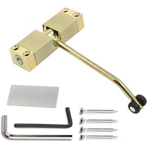 Generic Stainless Steel Automatic Door Closer, Adjustable, Surface Mounted, for Residential/Commercial use, Gold Finish