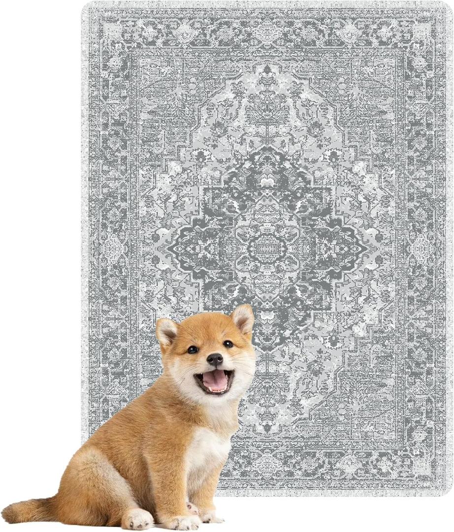 nunubaby 4PACK Washable Pee Pads for Dogs, Stylish, Non-Slip and Leak-Proof Pee Pads. Reusable Potty Pads for Dogs for Crates and Floors.(Gray/Geo, 18" x24" )