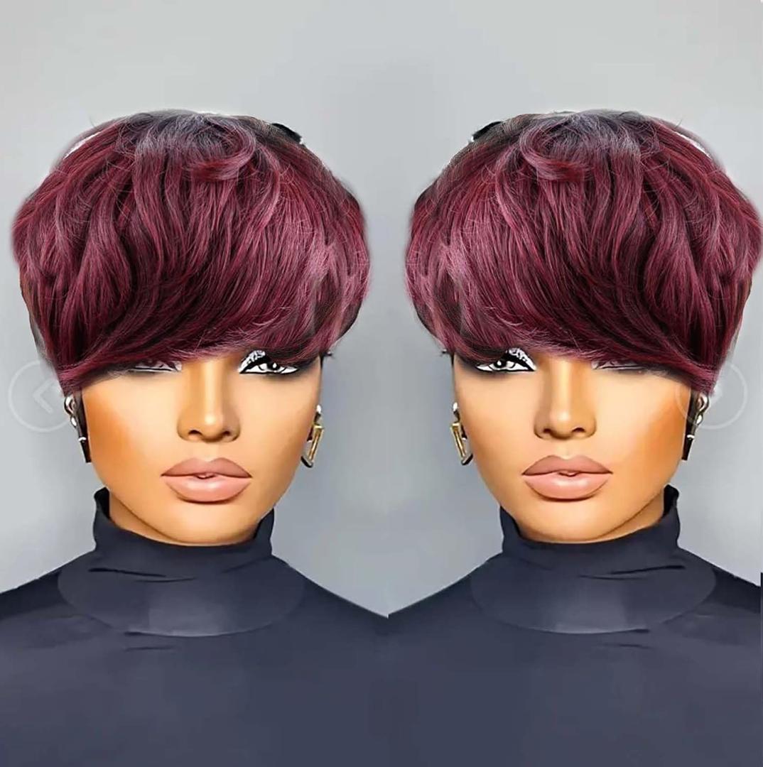 Pixie Cut Wig Human Hair Short Pixie Cut Wigs for Black WomenHuman Hair Glueless Pixie Wig Short Layered Brazilian Virgin Human Hair Wigs For Women Color T1B99J