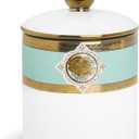 fanquare Small Porcelain Canister, Luxury Gold and Green Printing Decorative Jar, Normal Size Ceramic Container for Sugar, Tea, Coffee, Countertop